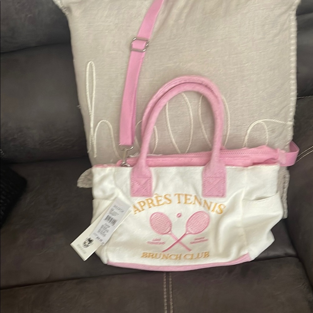 Pink and White Tote Bag
